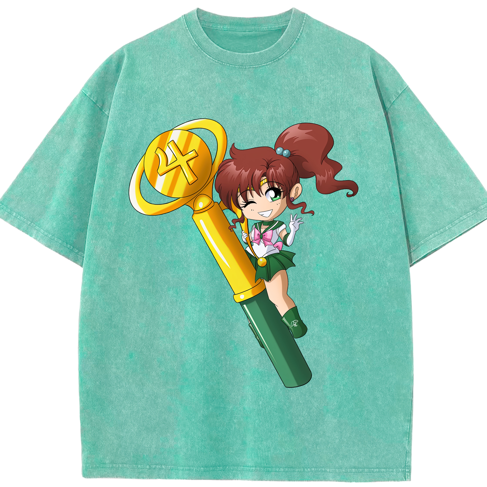 （画像用） 美少女戦士セーラームーン 木野 まこと きの まこと Sailor Moon Kino Makoto （セーラージュピター；Sailor Jupiter） 綿100% ヴィンテージ風 半袖Tシャツ（フロントプリント）